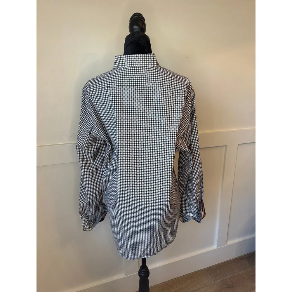 Thomas‎ Dean Men's Gingham Button Down Shirt Long Sleeve Cas Dress Blue Brown L